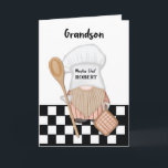 Grandson Birthday Whimsical Gnome Chef Cuisine<br><div class="desc">Cette magnifique carte d'anniversaire personnalisée est conçue avec créativité et charme chaleureux. Le recto de la carte présente une illustration fantaisiste d'un gnome, votre petit-fils, portant à la main un casquette de chef avec une cuillère en bois et un porte-pot. Sa barbe ludique ajoute une touche de caractère, mettant en...</div>