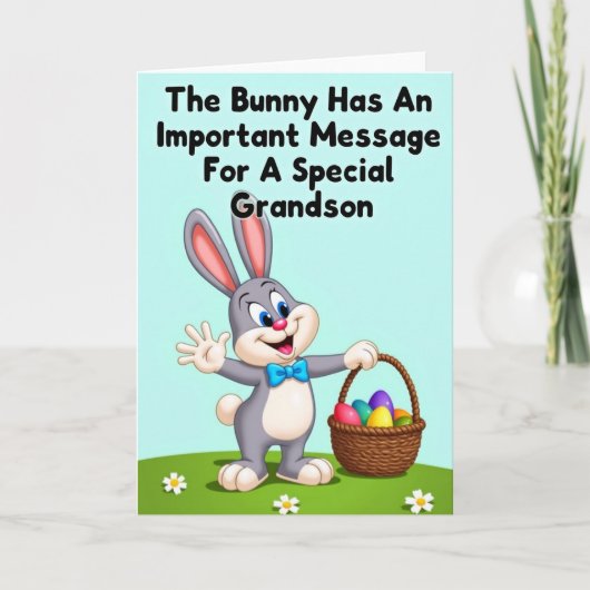 Grandson Bunny Message Card Kaart (Voorkant)