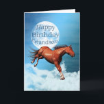 Grandson carte d'anniversaire avec un cheval spiri<br><div class="desc">Un cheval d'esprit chestnus galopant sur fond de lune et de nuages. Voir toutes les cartes de la gamme dans mon magasin. http://www.zazzle.com/eggznbeenz</div>