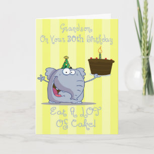 Grandson Eat More Cake 30th Birthday Card Kaart