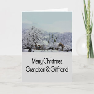 Grandson et sa petite amie Joyeuse carte de Noël