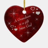 Grandson Gift Heart Keepomwille Keramisch Ornament (Voorkant)