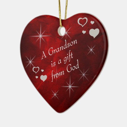 Grandson Gift Heart Keepomwille Keramisch Ornament (Links)