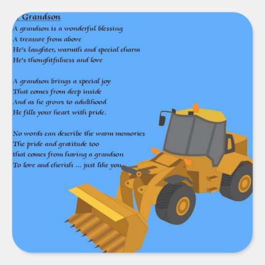 Grandson Poem - digger Vierkante Sticker (Voorkant)