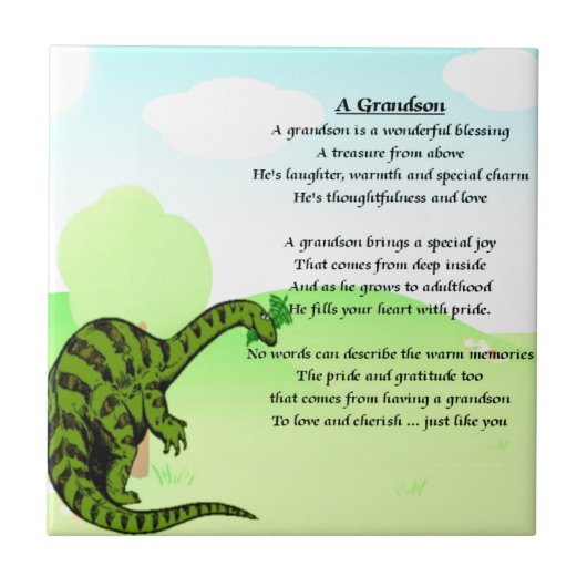 Grandson Poem - Dinosaur Tegeltje (Voorkant)