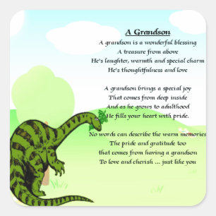 Grandson Poem - Dinosaur Vierkante Sticker
