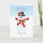 Grandson Snowman - Carte de Noël<br><div class="desc">Joyful Snowman vous souhaite un Joyeux Noël</div>