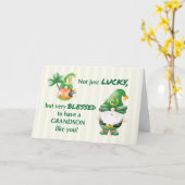Grandson St. Patricks Day Gnomes Lucky en Blessed Kaart (Gele Bloem)