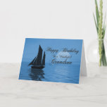 Grandson, une carte d'anniversaire de yacht au cla<br><div class="desc">Envoyez des voeux d'anniversaire avec cette belle carte. Un yacht passe devant une grande lune bleue,  au-dessus d'un océan tranquille. Une grande carte pour voilier ou voilier.</div>