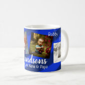 Grandsons Blue Stripes Four Photo Collage Mug (Devant droit)