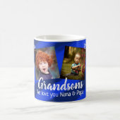 Grandsons Blue Stripes Four Photo Collage Mug (Centre)