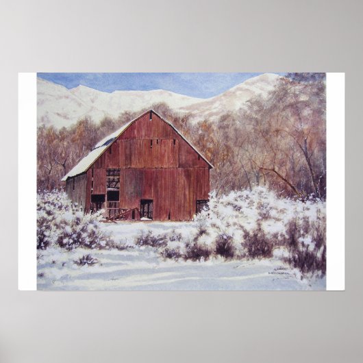 Grange à neige dans les montagnes - affiche (Devant)