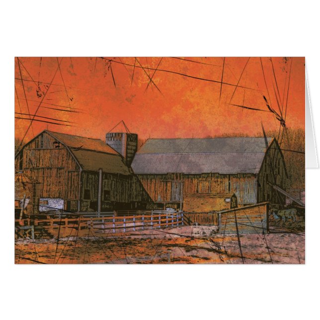 Grange au coucher du soleil (Devant Horizontal)