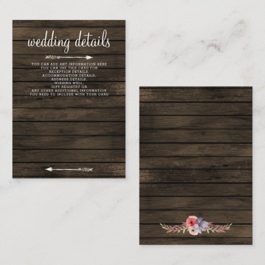 grange bois fleurie rustique mariage cartes d'ence (Devant / Derrière)