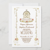 grange brune rustique invitations de mariage (Devant)