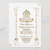grange brune rustique invitations de mariage (Devant / Derrière)
