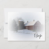 Grange couverte de neige Mariage d'hiver RSVP (Devant)