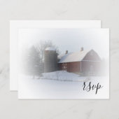 Grange couverte de neige Mariage d'hiver RSVP (Devant / Derrière)