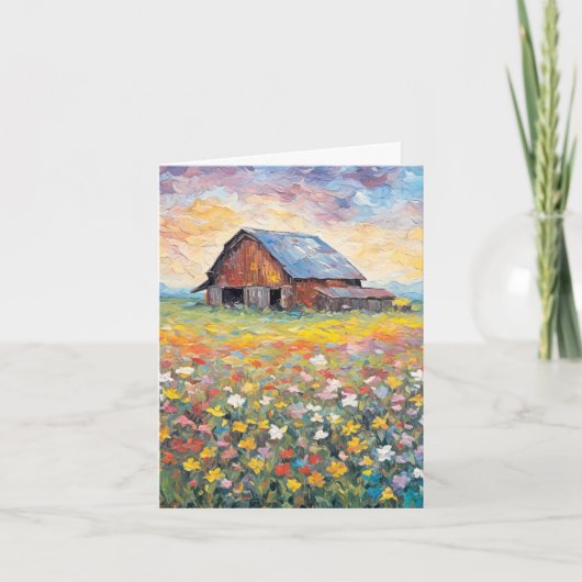 Grange Dans Le Champ De Fleurs Sauvages (Devant)