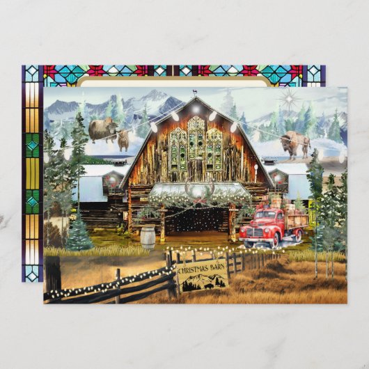 Grange de Noël à feuillage persistant Carte Appart (Devant / Derrière)