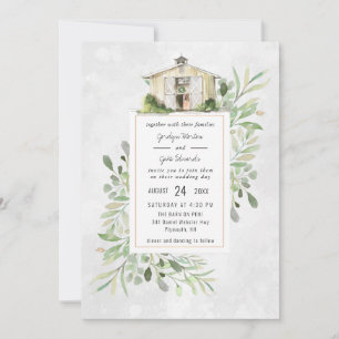 Grange Élégant   Faire-part de mariage à l'aquarel