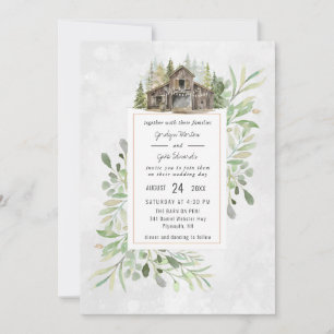 Grange Élégant Faire-part de mariage à l'aquarel