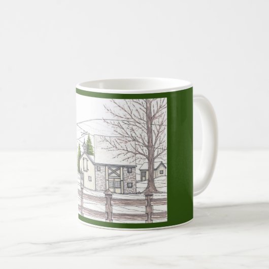 Grange en pierre vert foncé 11oz Mug (Devant droit)