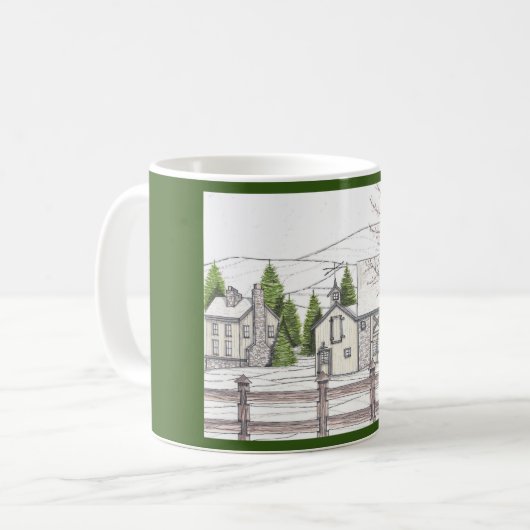 Grange en pierre vert foncé 11oz Mug (Devant gauche)