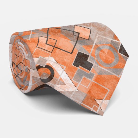 Grange gris orange géométrique cravate élégant (Roulé)