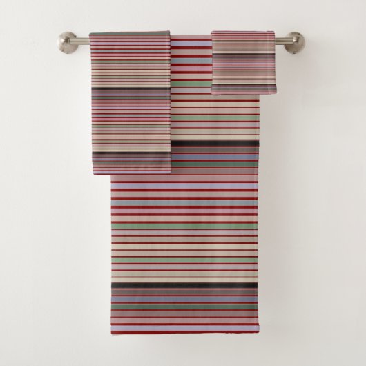 Grange Rouge Avec Stripes Modernes Serviette (En situation)