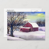 Grange rouge dans la carte postale neige (Devant / Derrière)