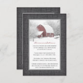 Grange rouge en hiver carte de clôture de mariage (Devant / Derrière)