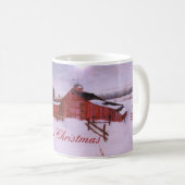 Grange rouge et ferme dans la neige épaisse tasse (Devant droit)