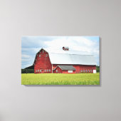 Grange rouge sur toile d'impression agricole (Recto)