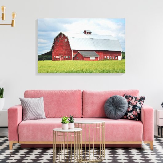 Grange rouge sur toile d'impression agricole (Insitu(Salon))