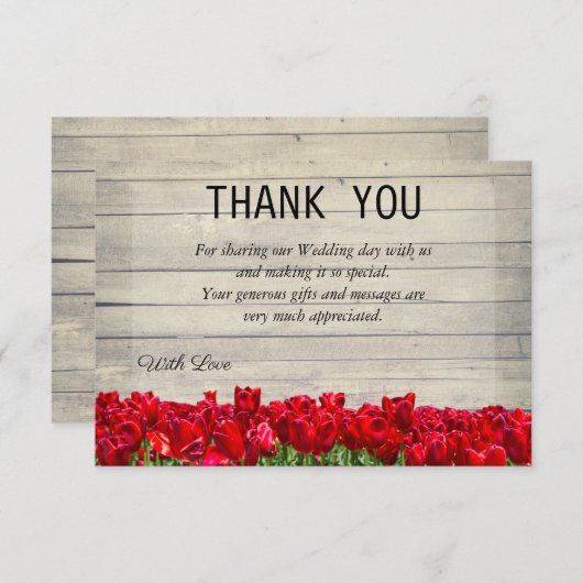 Grange rustique avec carte de remerciements tulipe (Devant / Derrière)