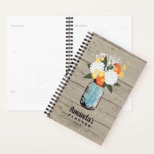 Grange rustique Bois orange Gerber Daisy Mason Jar (Devant avec enveloppe)