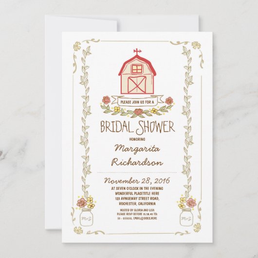 Grange rustique invitation nuptiale (Devant)