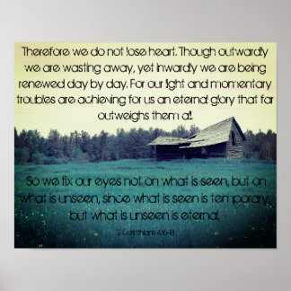 Grange turquoise - 2 Corinthians 4:16-18 Poster
