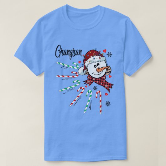 Grangran Snowman Candy Cane Kerstmis Funny T-shirt (Design voorkant)
