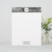Graniet Gray Monogram en adres Briefhoofd Sjabloon (Staand voorkant)