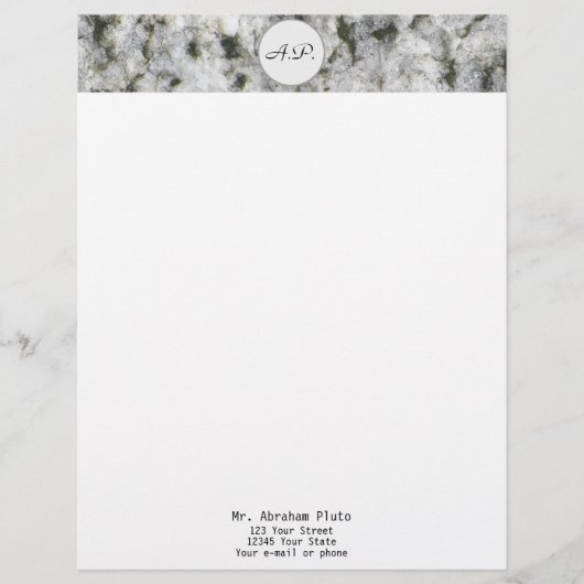 Graniet White met monogram en adres Briefhoofd Ontwerp (Voorkant)