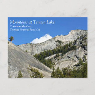 Granietgebergte aan het meer Tenaya, Yosemite, CA Briefkaart