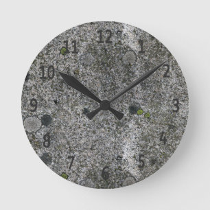 Granite Gray Black Digits Ronde Klok