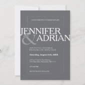 Granite Gray Modern Minimal Simple Wedding Invitat Kaart (Achterkant)