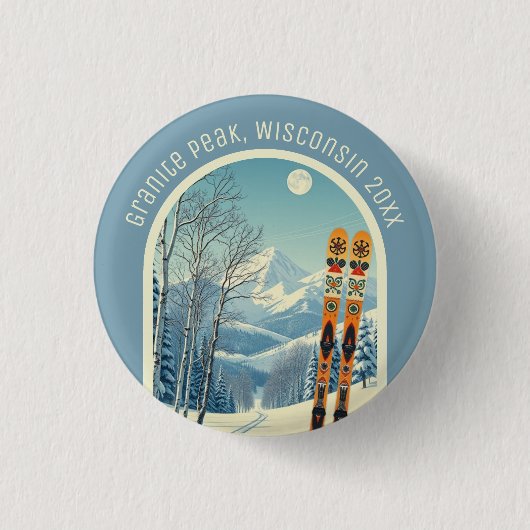 Granite Peak, Wisconsin VS skigebied souvenir Ronde Button 3,2 Cm (Voorkant)