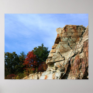 Granite Rock Cliff Herfst Foliage Natuur Poster