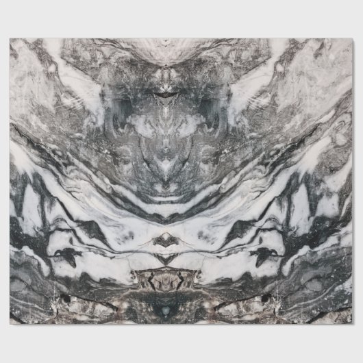 Granite Rock Marbling in Black, White en Grey Cadeaupapier (Vlak)