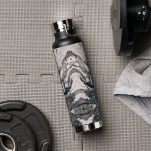 Granite Rock Marbling in Black, White en Grey Waterfles