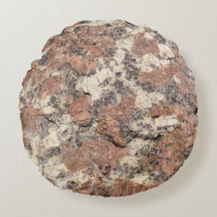 Granite Rock Texture - Roze Black White - Rond Kussen